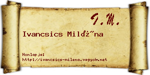 Ivancsics Miléna névjegykártya